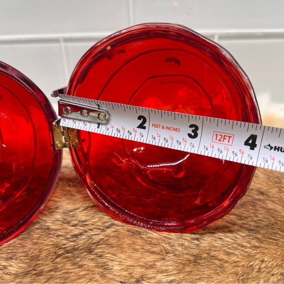 Vintage Plastic Hard Candy Wrapper Shaped Trinket Gift Box Red Brass Hinged - Picture 8 of 9